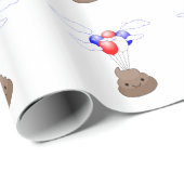 Poo Emoji vliegt met ballonnen Cadeaupapier (Rol Hoek)