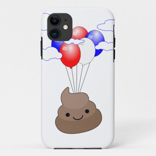 Poo Emoji vliegt met ballonnen Case-Mate iPhone Case (Achterkant)