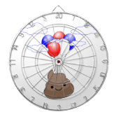 Poo Emoji vliegt met ballonnen Dartbord (Voorkant)