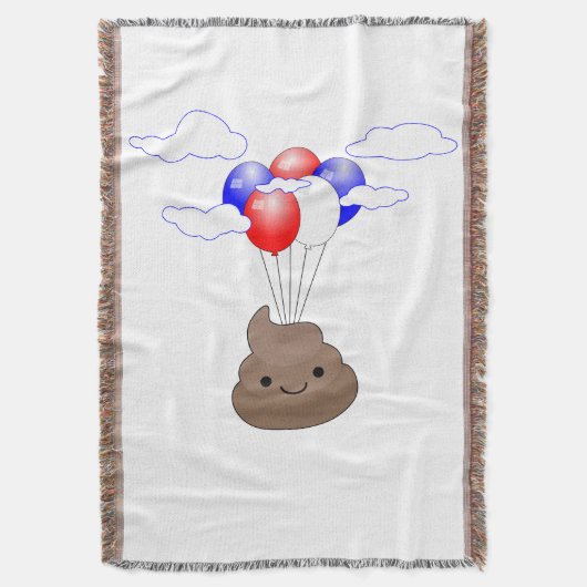 Poo Emoji vliegt met ballonnen Deken (Voorkant Verticaal)