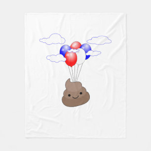 Poo Emoji vliegt met ballonnen Fleece Deken