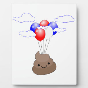 Poo Emoji vliegt met ballonnen Fotoplaat
