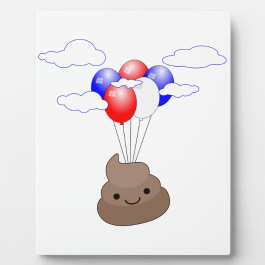 Poo Emoji vliegt met ballonnen Fotoplaat (Voorkant)