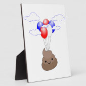 Poo Emoji vliegt met ballonnen Fotoplaat (Zijkant)