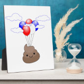 Poo Emoji vliegt met ballonnen Fotoplaat (Zijkant)