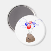 Poo Emoji vliegt met ballonnen Magneet (Voorkant / Achterkant)