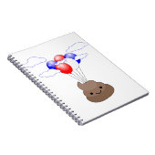 Poo Emoji vliegt met ballonnen Notitieboek (Rechterzijde)