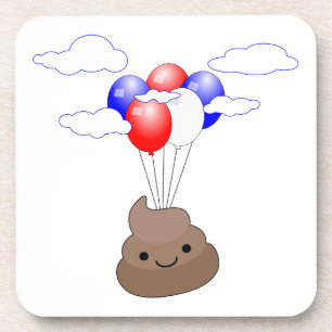 Poo Emoji vliegt met ballonnen Onderzetter