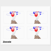 Poo Emoji vliegt met ballonnen Rechthoekige Sticker (Vel)