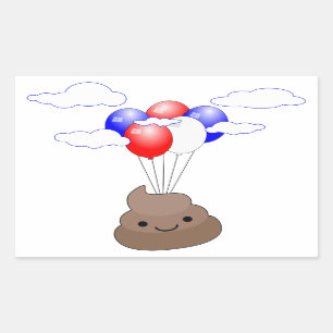 Poo Emoji vliegt met ballonnen Rechthoekige Sticker