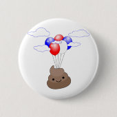 Poo Emoji vliegt met ballonnen Ronde Button 5,7 Cm (Voorkant)