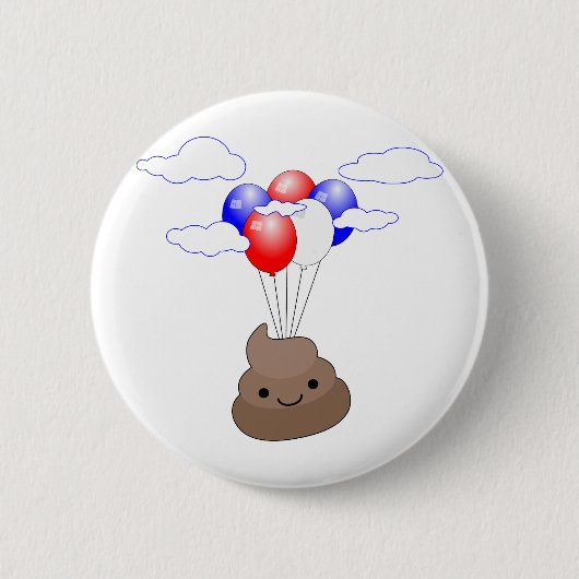 Poo Emoji vliegt met ballonnen Ronde Button 5,7 Cm (Voorkant)