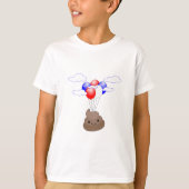 Poo Emoji vliegt met ballonnen T-shirt (Voorkant)