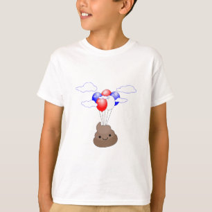Poo Emoji vliegt met ballonnen T-shirt