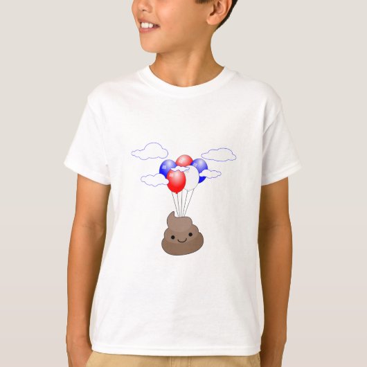 Poo Emoji vliegt met ballonnen T-shirt (Voorkant)