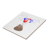 Poo Emoji vliegt met ballonnen Tegeltje (Zijkant)