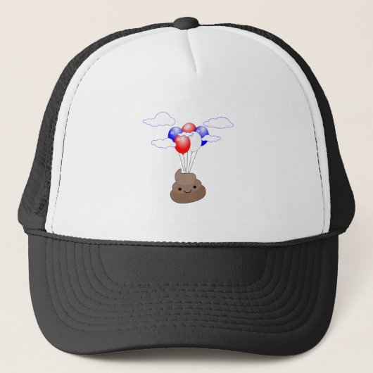 Poo Emoji vliegt met ballonnen Trucker Pet (Voorkant)