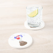 Poo Emoji vliegt met ballonnen Zandsteen Onderzetter (Zijkant)