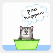 Poo Happens Cat Sticker (Voorkant)