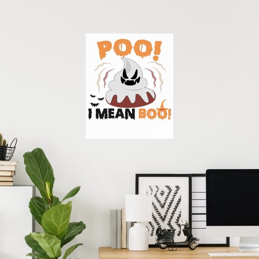 POO I Mean Boo Funny Spooky Gothic Poop Halloween Poster (Thuiskantoor)
