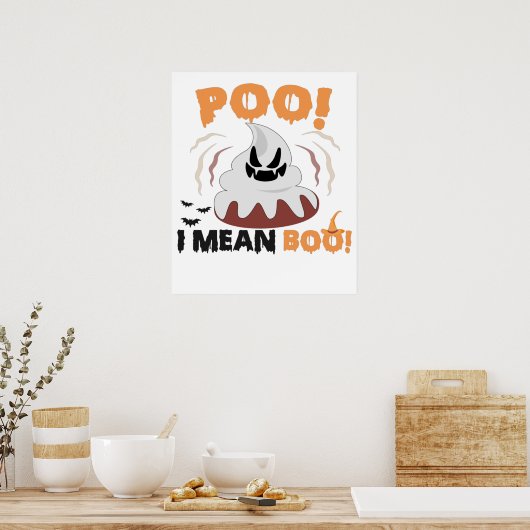 POO I Mean Boo Funny Spooky Gothic Poop Halloween Poster (Keuken)