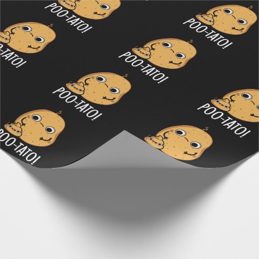 Poo-tato Funny Veggie Poop Pun Dark BG Cadeaupapier (Hoek)