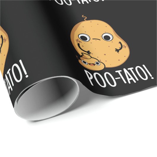 Poo-tato Funny Veggie Poop Pun Dark BG Cadeaupapier (Rol Hoek)