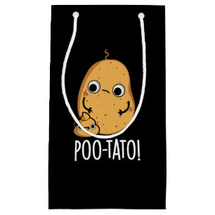 Poo-tato Funny Veggie Poop Pun Dark BG Klein Cadeauzakje