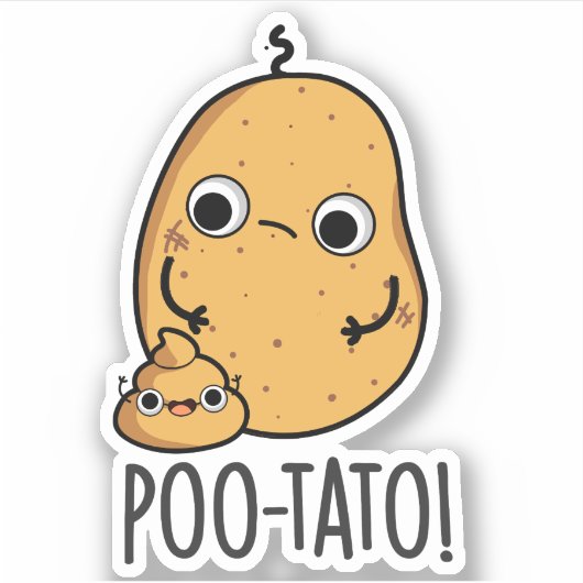 Poo-tato Funny Veggie Poop Pun Sticker (Voorkant)