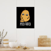 Poo-tato Grappige Groente Poep Grap Donkere BG Poster (Keuken)