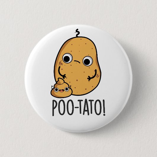 Poo-tato Grappige Groente Poep Grap  Ronde Button 5,7 Cm (Voorkant)
