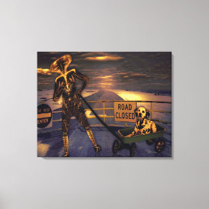Pooch Abduction Wrapped Canvas