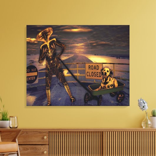 Pooch Abduction Wrapped Canvas (Insitu (Woonkamer))