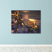 Pooch Abduction Wrapped Canvas (Insitu (Houten vloer))