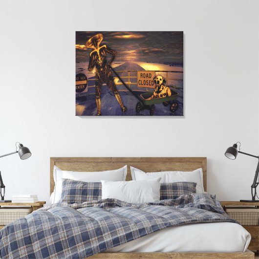 Pooch Abduction Wrapped Canvas Afdruk (Insitu (Slaapkamer))