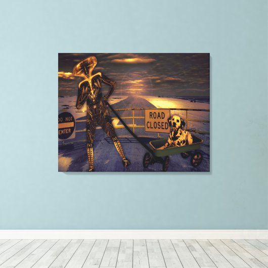 Pooch Abduction Wrapped Canvas Afdruk (Insitu (Houten vloer))