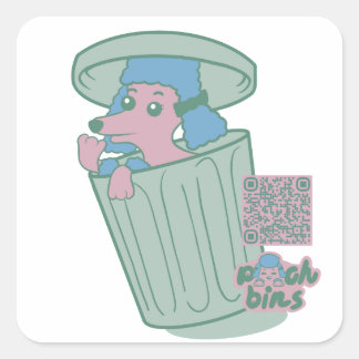 Pooch Bins Poodle Vierkante Sticker