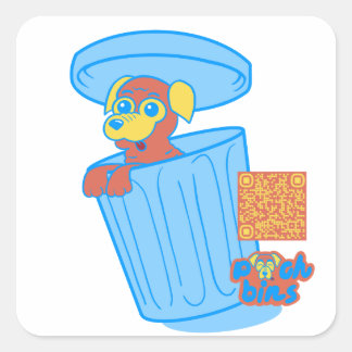 Pooch Bins Pug Vierkante Sticker