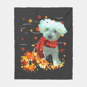 Poochon Herfst Sjaal - Honden Herfstbladeren Fleece Deken