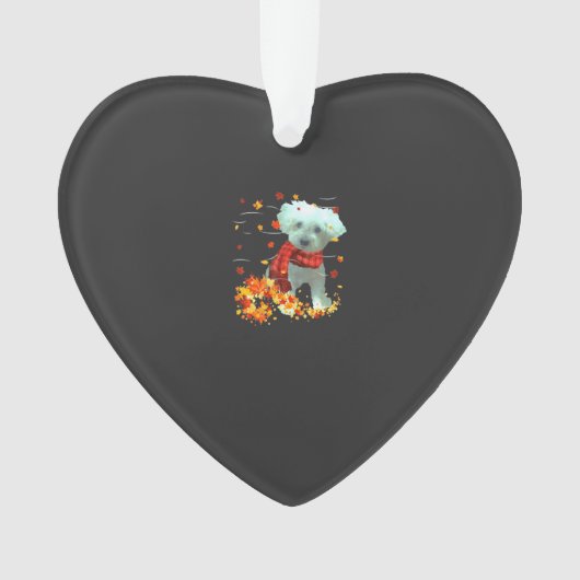 Poochon Herfst Sjaal - Honden Herfstbladeren Ornament (voorkant)