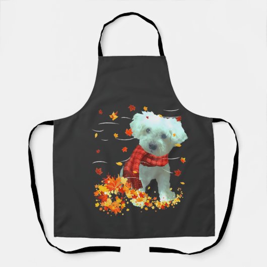 Poochon Herfst Sjaal - Honden Herfstbladeren Schort (Voorkant)