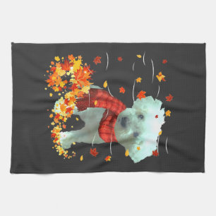 Poochon Herfst Sjaal - Honden Herfstbladeren Theedoek