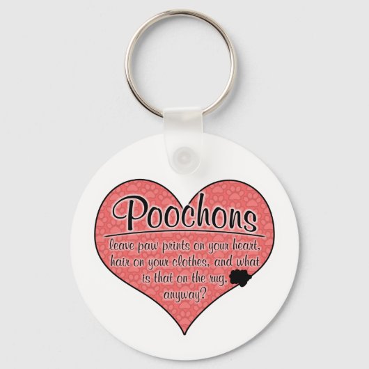 Poochon Paw Drukt Dog Humor Sleutelhanger (Voorkant)