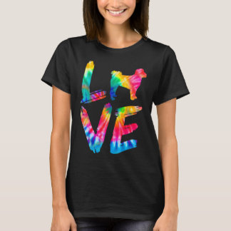 Poochon Tie Dye Love Dog papa T-shirt