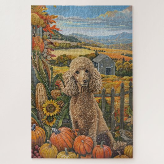Poodelhond Herfst Oogst Thanksgiving Legpuzzel (Verticaal)