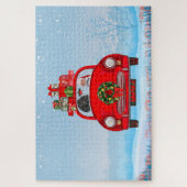 Poodelhond in auto met kerstman legpuzzel (Verticaal)