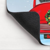 Poodelhond in auto met kerstman muismat (Hoek)