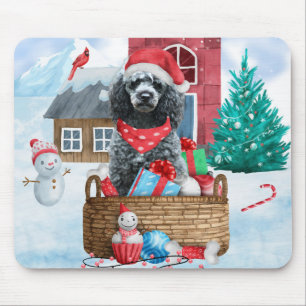 Poodelhond in sneeuw Kerstmis Hondenhok Muismat
