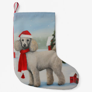 Poodelhond in Sneeuw Kerstmis Kleine Kerstsok