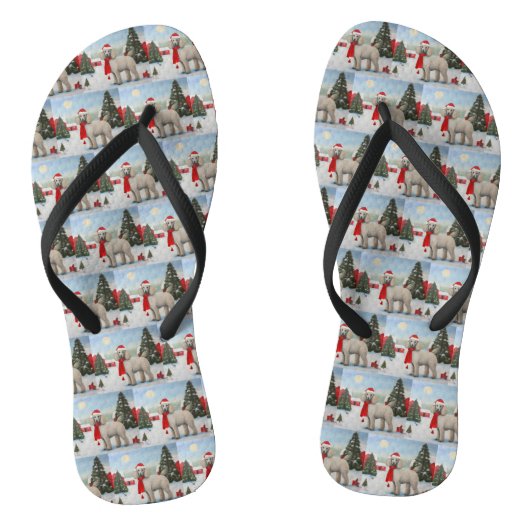 Poodelhond in Sneeuw Kerstmis Teenslippers (Voetbed)